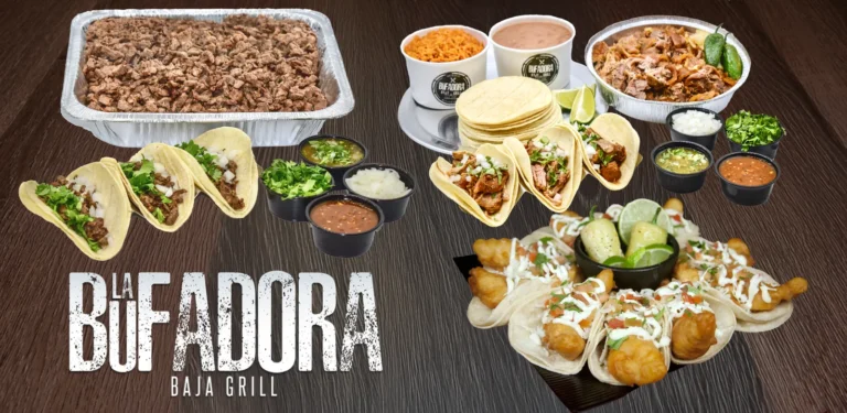 variety of catering dishes on a table with many sides and condiments